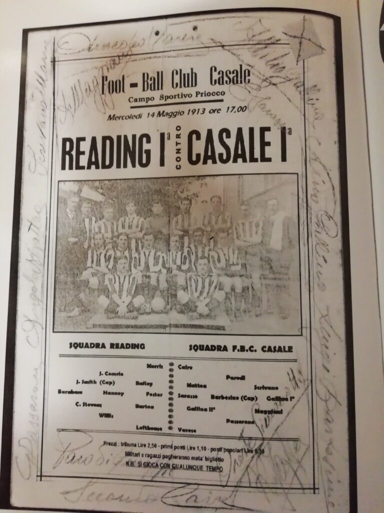 Volantino della gara Casale-Reading del 14 maggio 1913