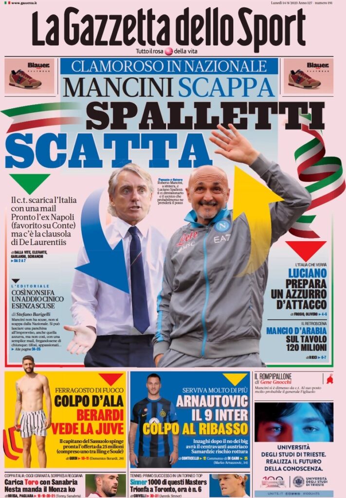 Gazzetta delle sport 14-08-2023